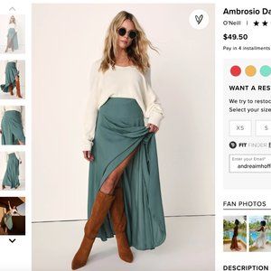 Ambrosio Dark Sage Green High-Low Maxi Skirt